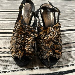 Qupid animal print platform stiletto heels - size 6